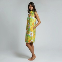True Vintage 60s Bold Maximalist Floral Dress, Made in Japan, Mod Style, Size S