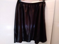Vintage FARR WEST Shiny SATIN Half SLIP Skirt Black Wet Look Med #152-17