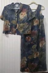 Vintage Lady Carol 2-Pc Lined Long Dress & Jacket/Top Size 14 Multicolor Floral
