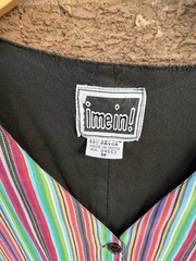 Vintage Striped Button Up Vest Medium 1980s Sleeveless Multicolor Top
