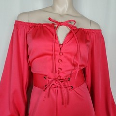 70s corset belt wide leg palazzo jumpsuit S