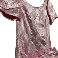 Vintage 1980s Pink Satin Floral Prom Formal Dress Size 8 Princess Diana Wedding