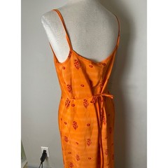 Vintage California Concepts 90s Orange Floral Maxi Dress Tie Back Size 9