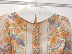 Vintage 70’s Handmade Orange & White Floral Long Prairie Maxi Lined Dress