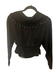Vintage Black Bolero Jacket Mariana Hardwick 1990s Tassels Shawl Collar Small