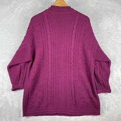 VTG Renee Hauer Chunky Knit Sweater 100% Cotton Made In USA Purple Magenta XL?