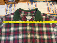 VTG 1990s Cabin Creek Plaid Flannel Shirt Green Pink Petite M Corduroy Collar