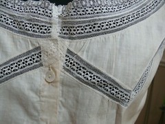 Sweet 1860-70 Antique Corset Cover Camisole Chemise Un-bleached Cotton S