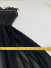 Vintage 50s M Silk Chiffon Sheer Pleated Evening Dress Sexy Full Circle