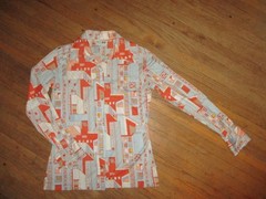 vtg 70s women HUK-A-POO POLYESTER DISCO SHIRT Geometric Pop Art 34-36 in chest