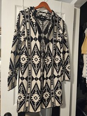 Orvis Women’s Cardigan Sweater Black And White Wool/cotton