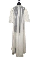 Vtg 60s VANITY FAIR White Sheer Chiffon Peignoir Robe Puff Sleeve Nylon Bridal