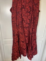 Vintage 1980s NUANCE Red Floral Jacquard Draped Pockets Dress – Size Small