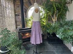 Vintage 1970s Purple and White Tweed Pleated Skirt Country Set
