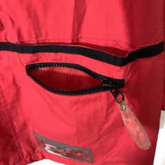 Vintage 80s Jacket Pizazz Full Zip 6 Pocket Windbreaker w Hood Red Womens Small