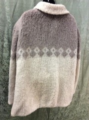 Vintage Hilda Ltd Made In Iceland Virgin Wool Sweater Jacket Coat L tan ivory
