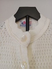 Vintage Crochet/ Knit Cream Shawl/cape With Buttons