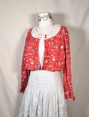 Vintage 60s 70s Denise Are Here School Teacher Button Top Flowy Cardigan