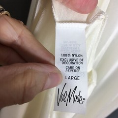 Vintage L Ivory Peignoir Set Val Mode Nightgown Robe Puff Sleeve Pearl Buttons