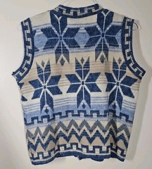 Vintage Denim Republic Vest Acrylic Geometric Design Size Small made In USA