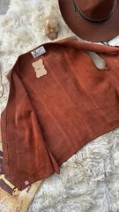 Vintage 1970s Hide-Away Suede Skirt Set, 9/10 (small), Leather, Cognac Brown