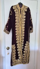 Vintage Velvet Motrocon Style Kaftan Deep Purple Velvet &Gold Embroidery