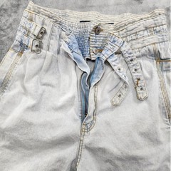 Vintage 80s Jordache Shorts Womens 13/14 Blue Acid Wash Double Buckle High Rise