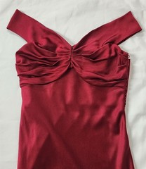 VTG John Galliano 2007 Burgundy Red Crepe Satin Bias Cut Dress Sz 12/ 44 Y2K