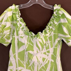 Handmade Polynesian-Style Dress Tiki Aloha Hawaiian M/L Green Bamboo