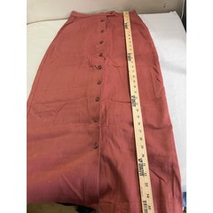 Touch of Blue Vintage Button Front Maxi Skirt Rust Cotton Made in USA Size 8