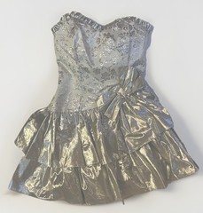 Vintage 80s Silver Lame Flirtations For Alfred Angelo Made In USA Size 9/10 NWT