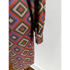 Vintage Disco Mod Dress Womens Size 12 Textured Geometric Hippie Groovy 60s 70s