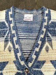 Vintage Denim Republic Vest Acrylic Geometric Design Size Large L made In USA