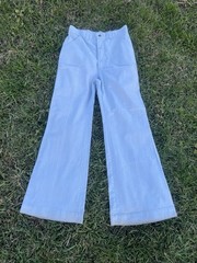 VTG 70s Rumble Seats by Wilkins Light Blue Bell Bottom Pants Distressed 29×30