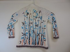 Bamboo Patterned Vintage 1970s Polyester Blouse Womens Button up Made in USA