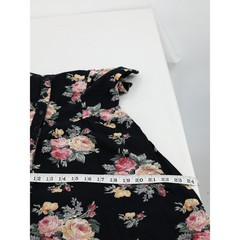 Vintage Starina Floral Cotton Midi Dress Black Rose Cottagecore Nepal Size L