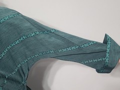 Vintage 1940s 1950s Teal Green Stripe Design Dress Bob Low (B-34″ W-27″)
