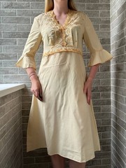 Vintage long nightgown flare sleeve Schiesser night dress boho negligee