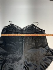 Vtg Black Lace Lingerie Teddy Bodysuit Solange Shiny Satin 26/28 Plus