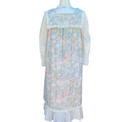Willow Creek Vintage 2 Pc Prairie Dress Set M Blue Pink Floral Lace Cottagecore