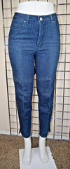 Vintage Jordache Jeans 26 x 26.5 80s Blue Light Blue Pin Stripes High Waist