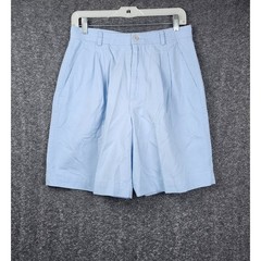 Liz Claiborne Lizsport Pleated Shorts Women 12 Light Blue High Rise Cotton 90s