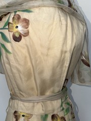 Vintage 1930s Hand Painted Cream Elegant Silk Chiffon Organza Garden Party Gown
