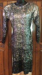 Vintage ADRIENNE VITTADINI Sz M Black SILVER Sequin SWEATER DRESS Luxury 90’s