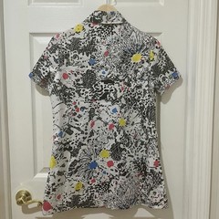 VTG 1980s Graphic Abstract Splatter Print Pop Art Blouse Shirt Gailord Womens 12