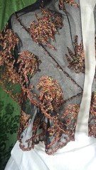 EDWARDIAN MULTI-COLORED EMBROIDERED SHAWL ON NET