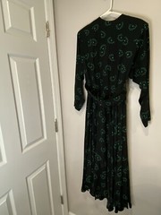 Vintage 100% Silk 80s Raul Blanco Dress Black & Green Flower Dress Sz 12