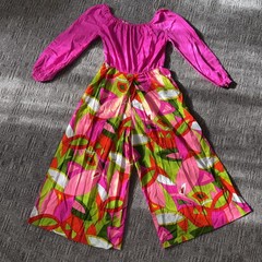 Vintage Alice Polynesian Fashions Palazzo Wide Leg Jumpsuit Pink Psychedelic