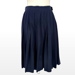 90s Vintage Adrienne Vittadini Pleated Silk Midi Skirt 8 Blue Minimalist Preppy