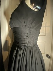 Vintage 1950’s Black Gathered Bodice Chiffon GIGI YOUNG Cocktail Dress Sz 0